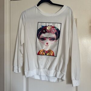 Frida Kahlo 3d Artistic White Women's crewneck